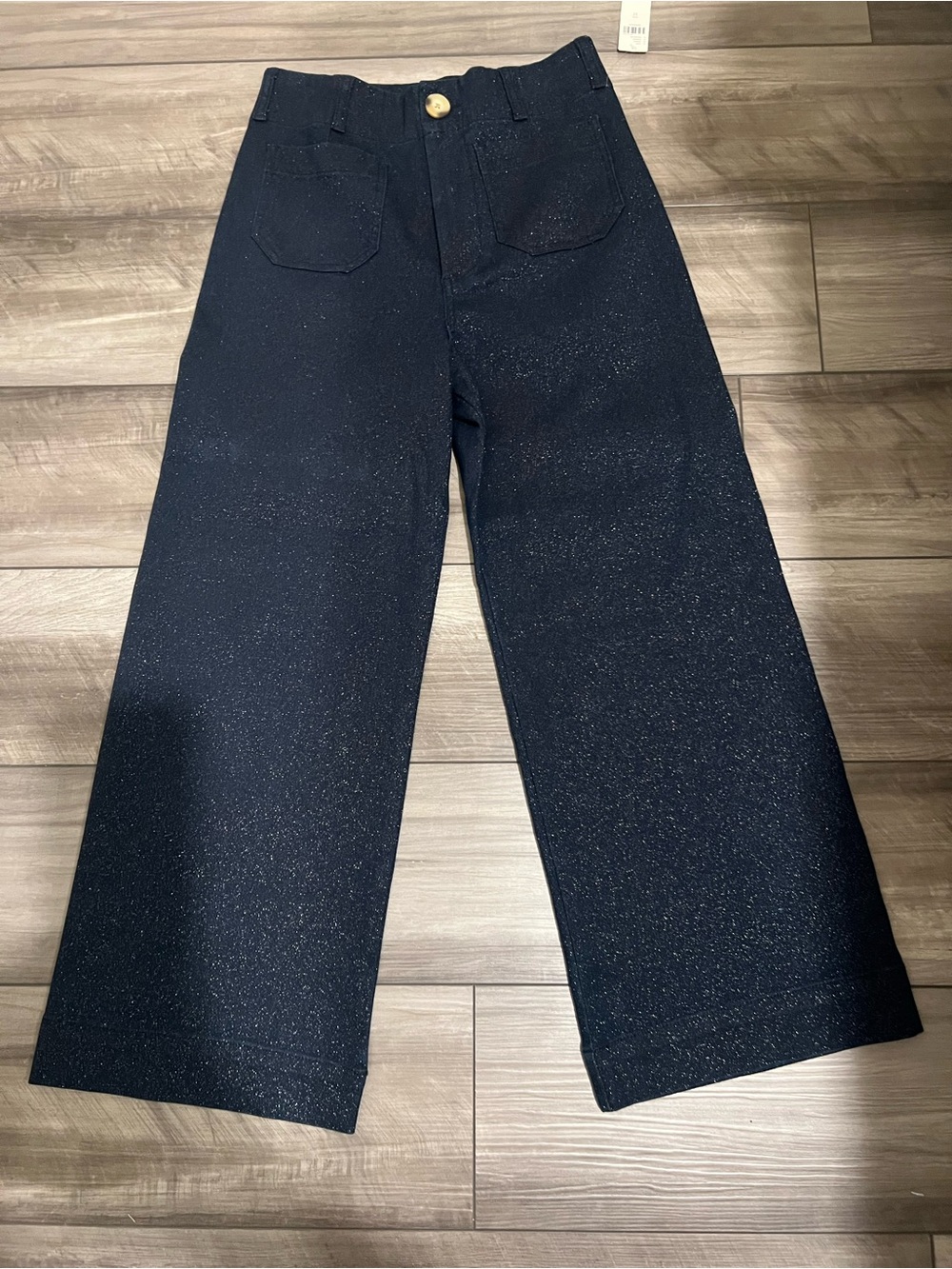 Anthropologie Navy Sparkle Wide-Leg Jeans